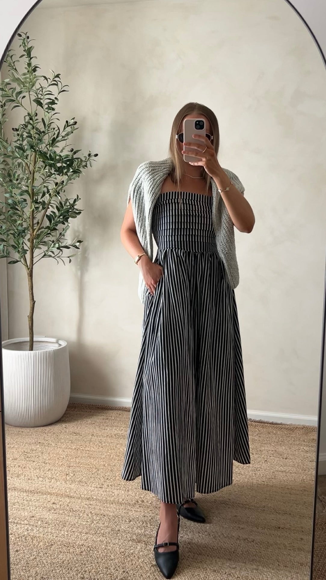 leighton midi dress In the Midnight Hour Dress Black/White Stripe / Medium